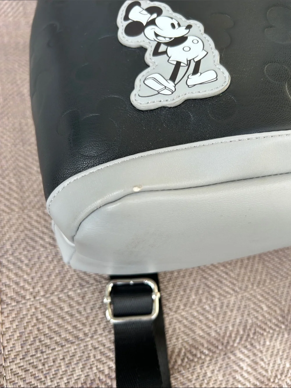 Disney Skinny Dip London Black Mickey Mouse Embossed Backpack. Faux Leather